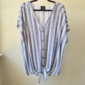 W5 striped tie-front top
